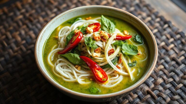 Nom Banh Chok: A Gluten-Free Khmer Noodle Symphony with Emerald Fish Curry